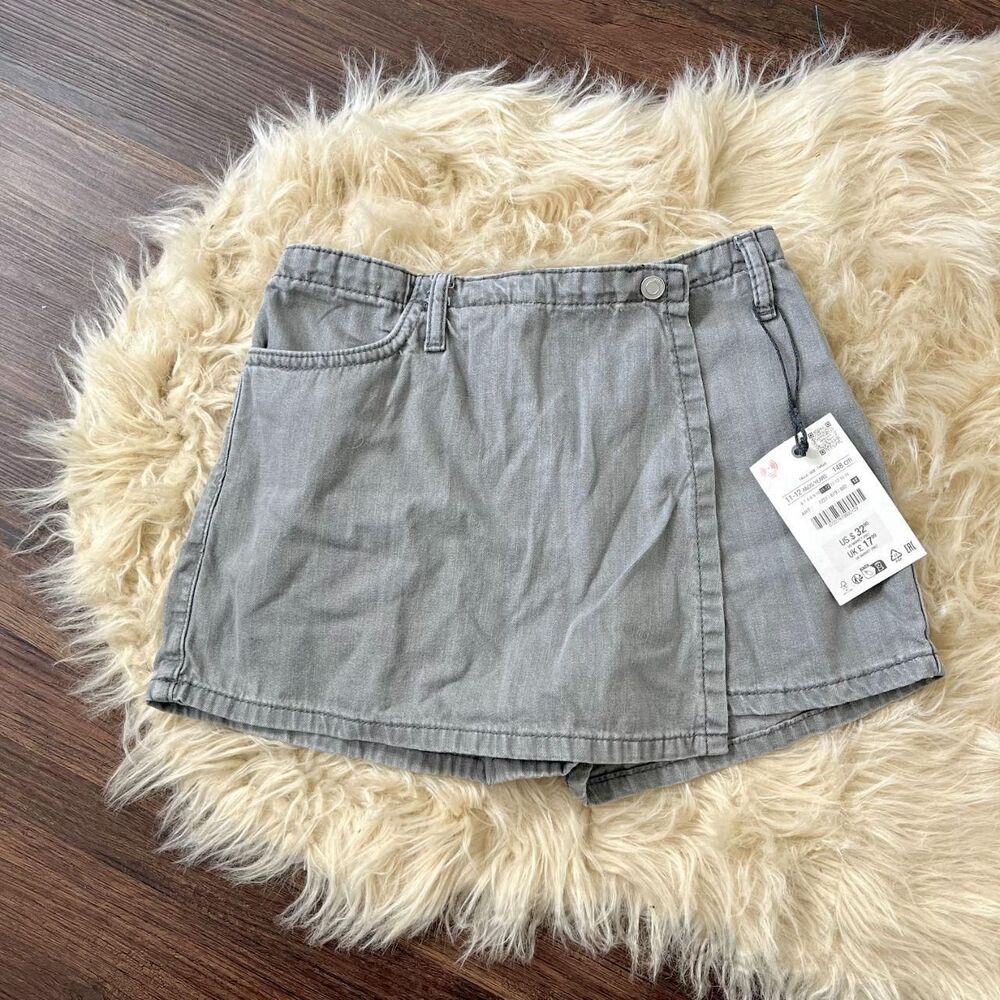NWT Zara gray denim wrap-style skort / Skirt & Shorts Size 11 - 12 Y
